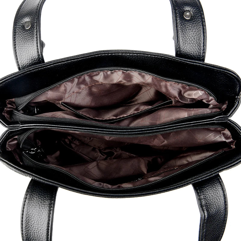 Genuine Soft Leather Handbags for Women Vintage Shoulder Tote Bag Luxury