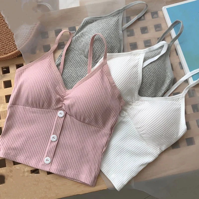 Women Knitted Tank Top Strap Vest