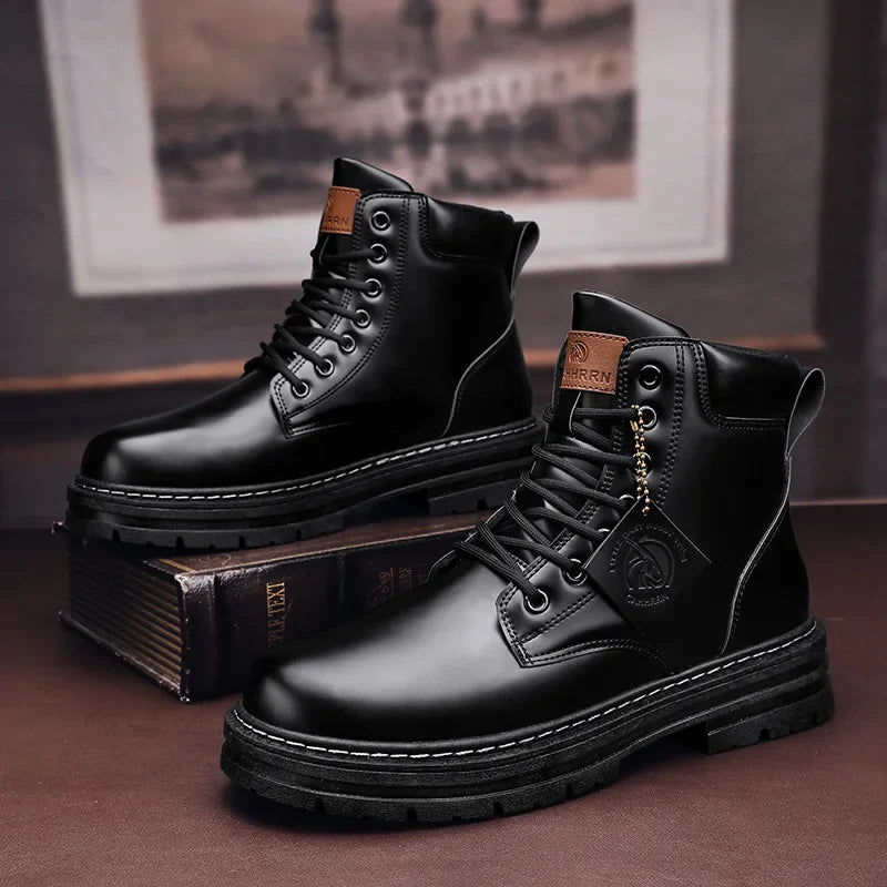 High Top Boots Men's Leather Shoes  Ankle Boots for Men