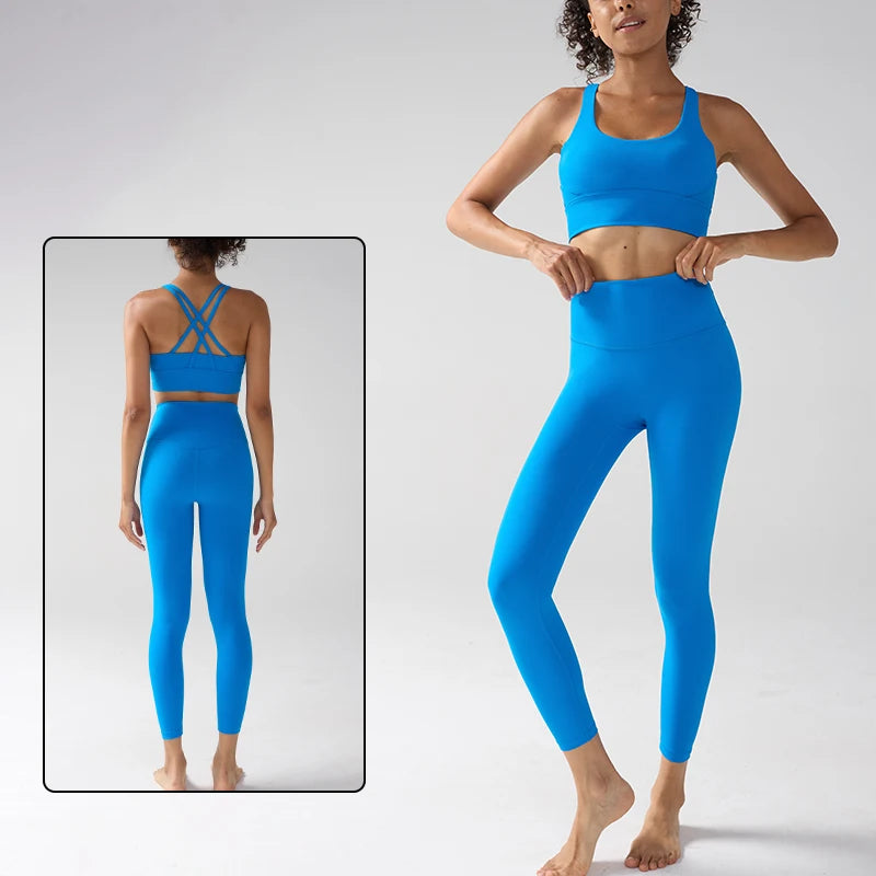 Women's Yoga Set Workout Set 2 Piece High Waist Yoga Leggings