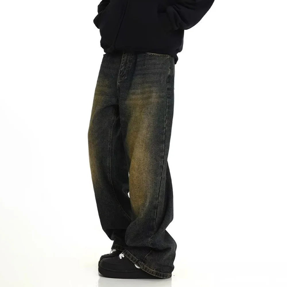 Mens Retro Casual Washed Jeans