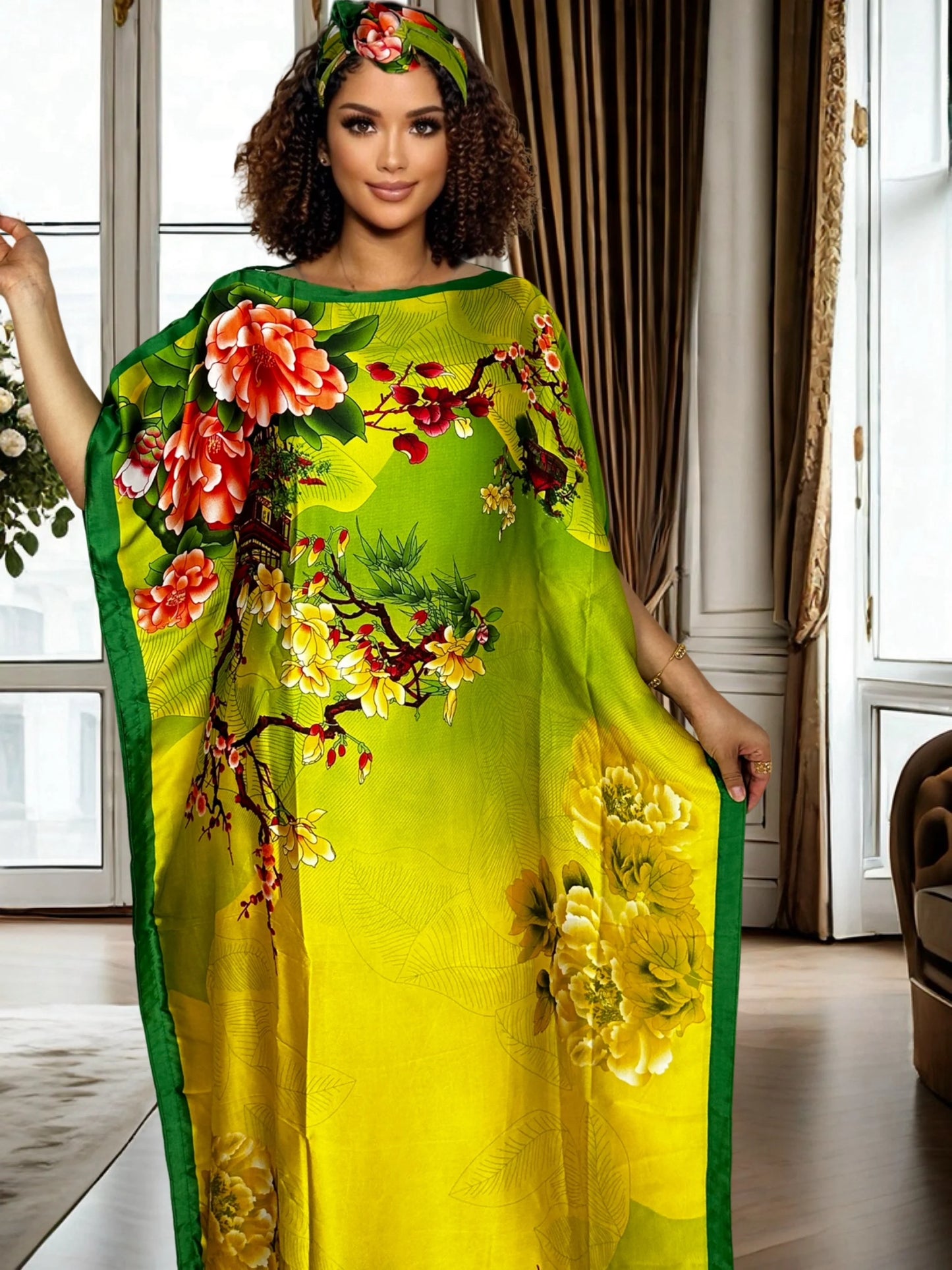 Women Vibrant Floral Print  Kaftan Casual Wear