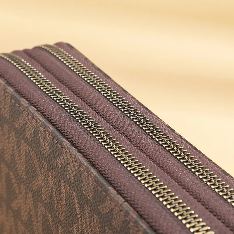 Long Wallets for Women, Double Zipper Clutches, Purse with Big Letter
