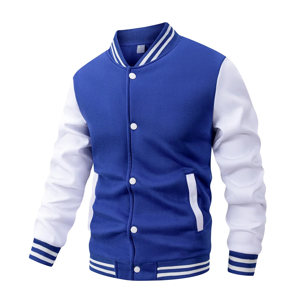 Men's Classic Varsity Baseball Jacket Black & White Color
