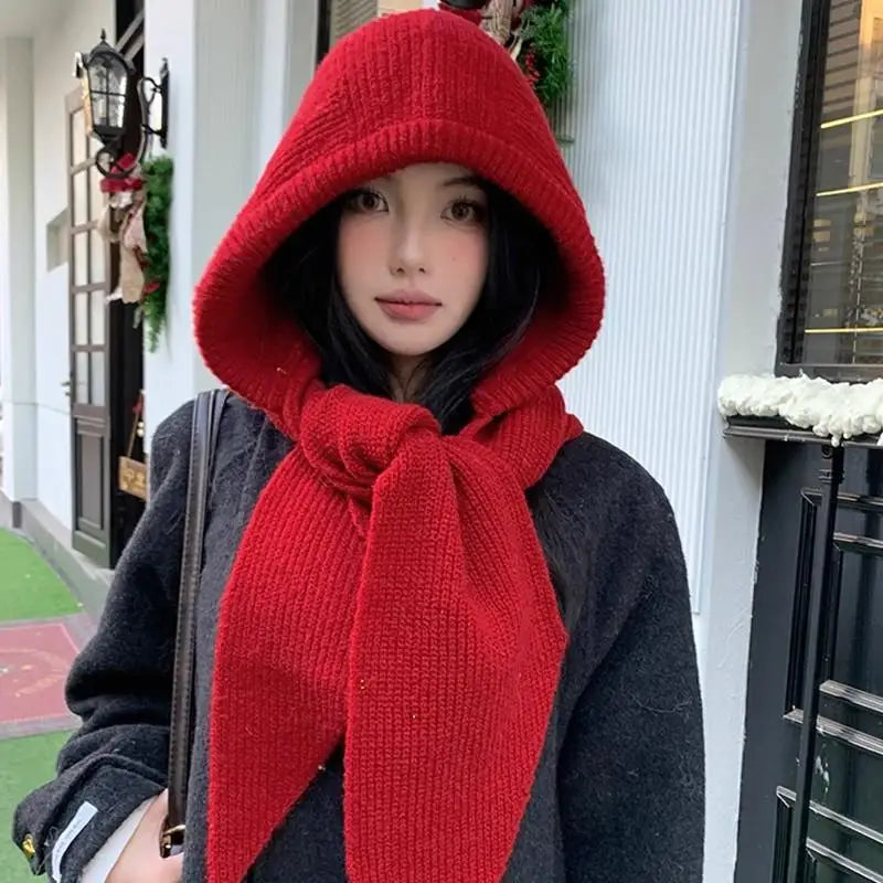 Women Bonnet Balaclava Beanies With Scarf