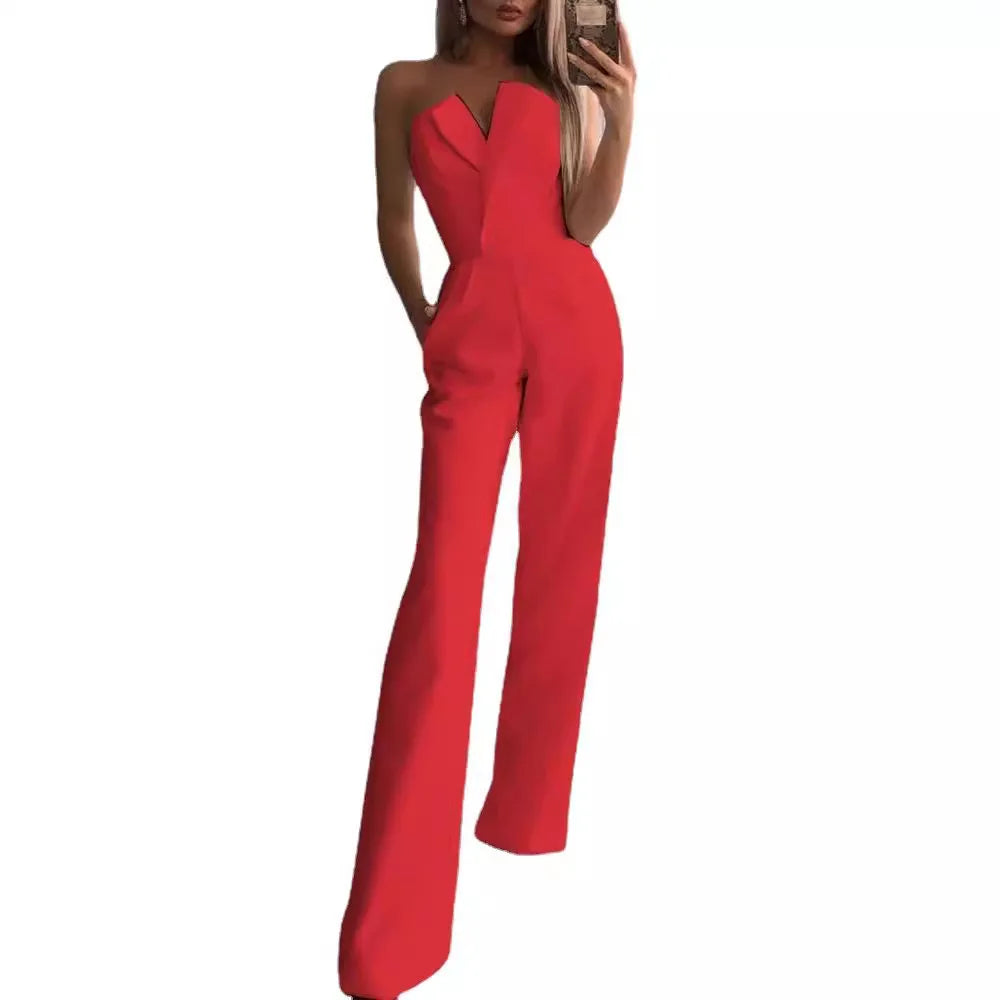 Female Jumpsuit Sleeveless New Slanted Collar