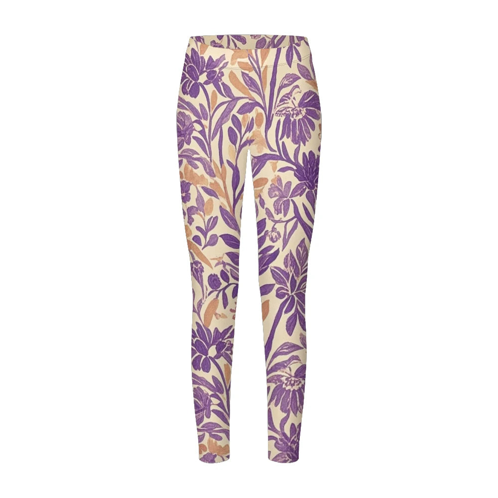 Women's High-Waisted Leggings with Botanical Print