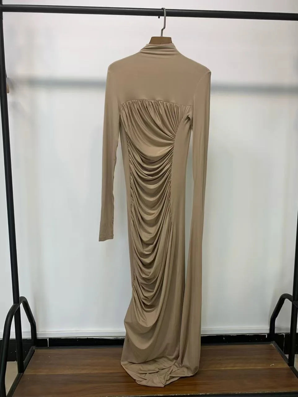 stylish and sexy pleated waist fitted knit dress