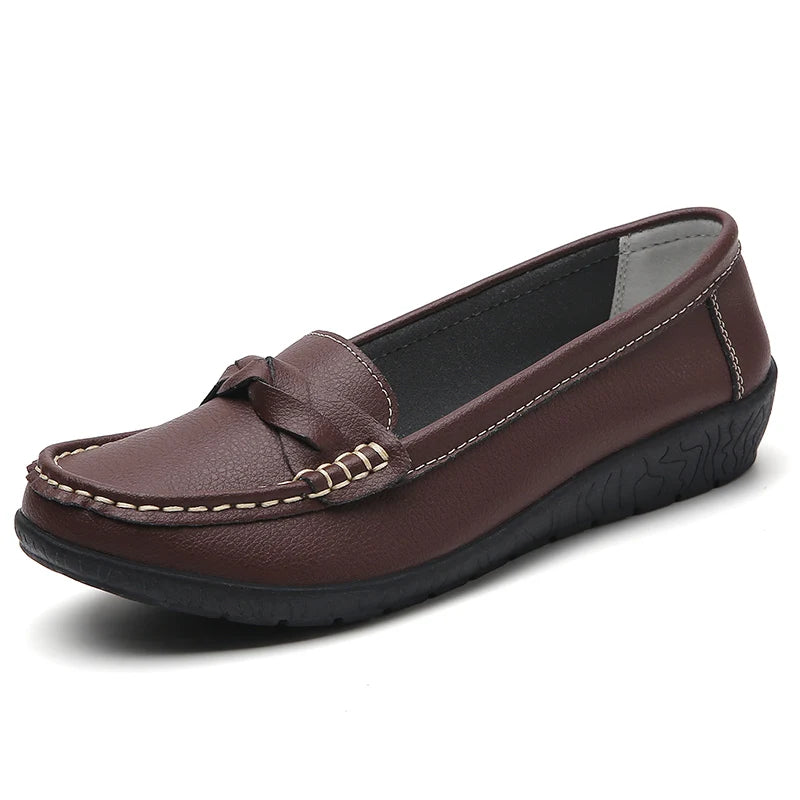 Women Flats Wedge Leather Fashion Comfortable Shoes Slip On Nurse Shoes