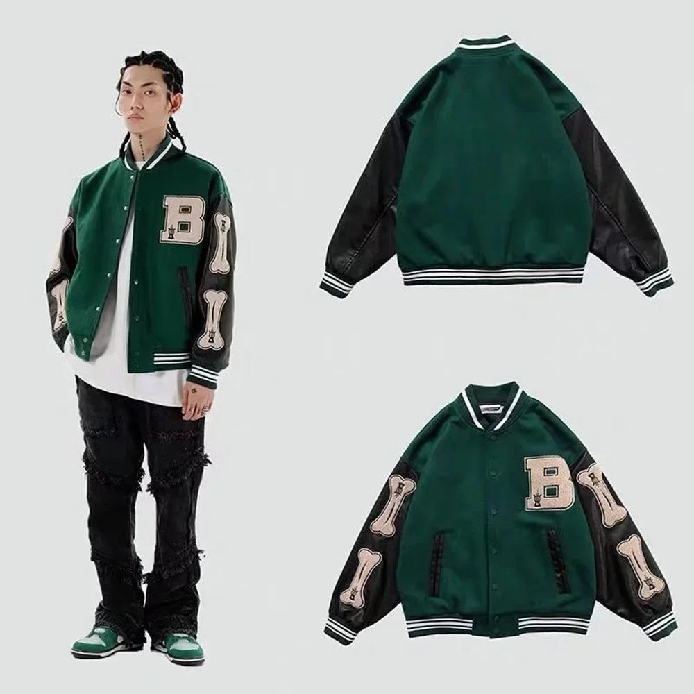 Men Baseball Jackets  Long Sleeve Bomber Jacket