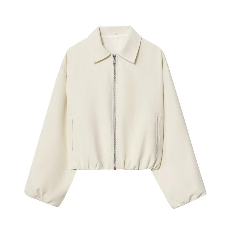 Puffed Bomber Jackets for Women Zip Varsity Cropped Jacket