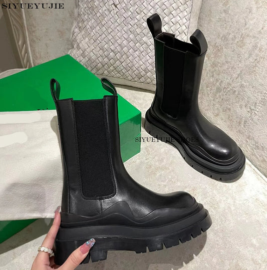 Chelsea Boots for Women Leather flat Ankle Booties