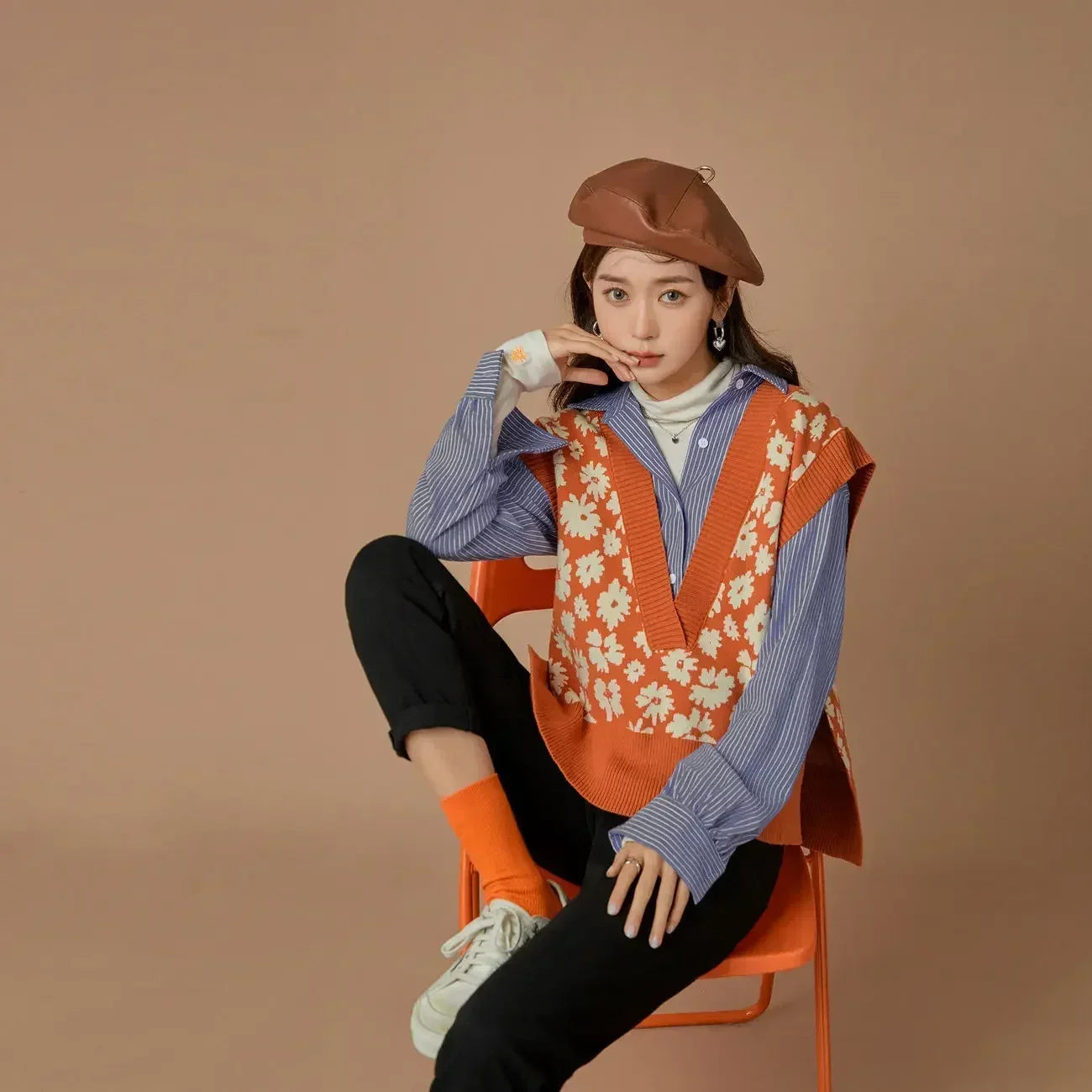 Women's Knitted Vest Kawaii  Solid Printed Waistcoat