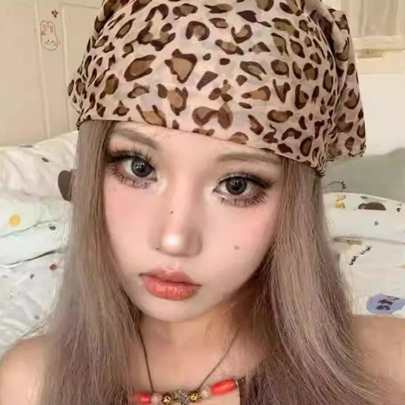 Vintage Leopard Print Square Scarf Women