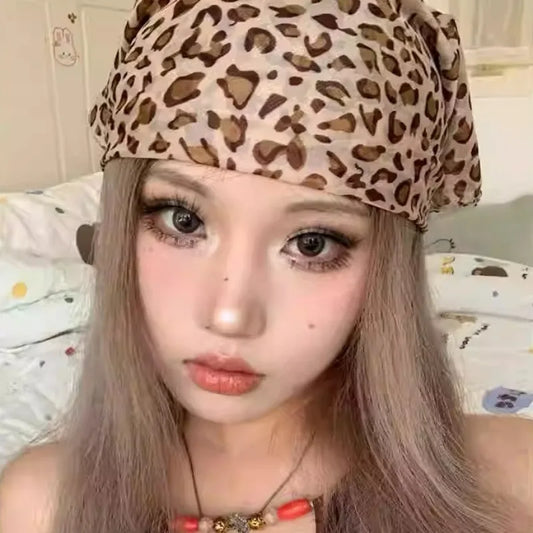 Vintage Leopard Print Square Scarf Women