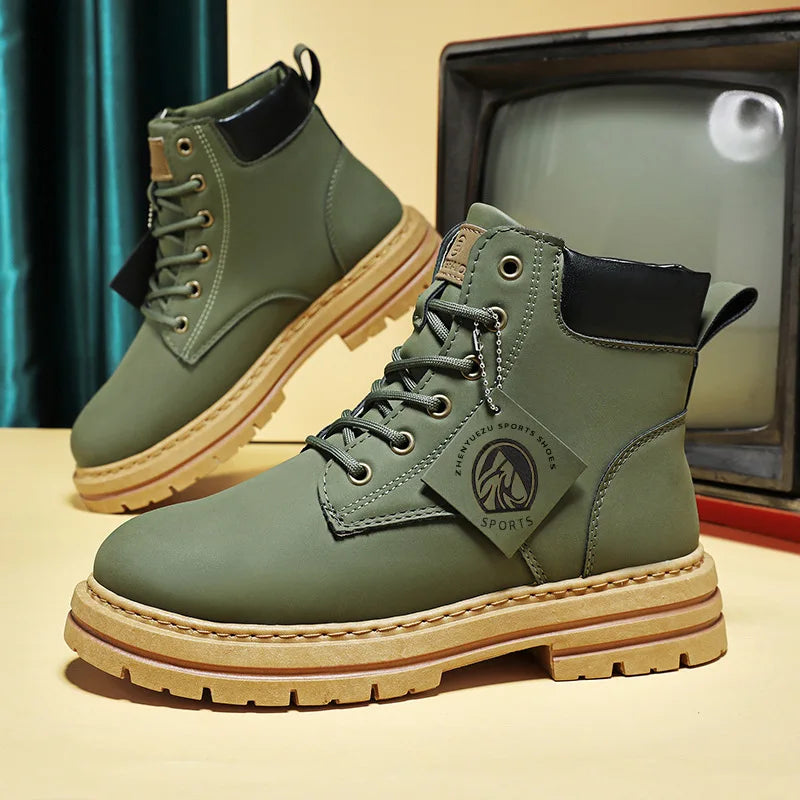 High Top Boots Men's Leather Shoes