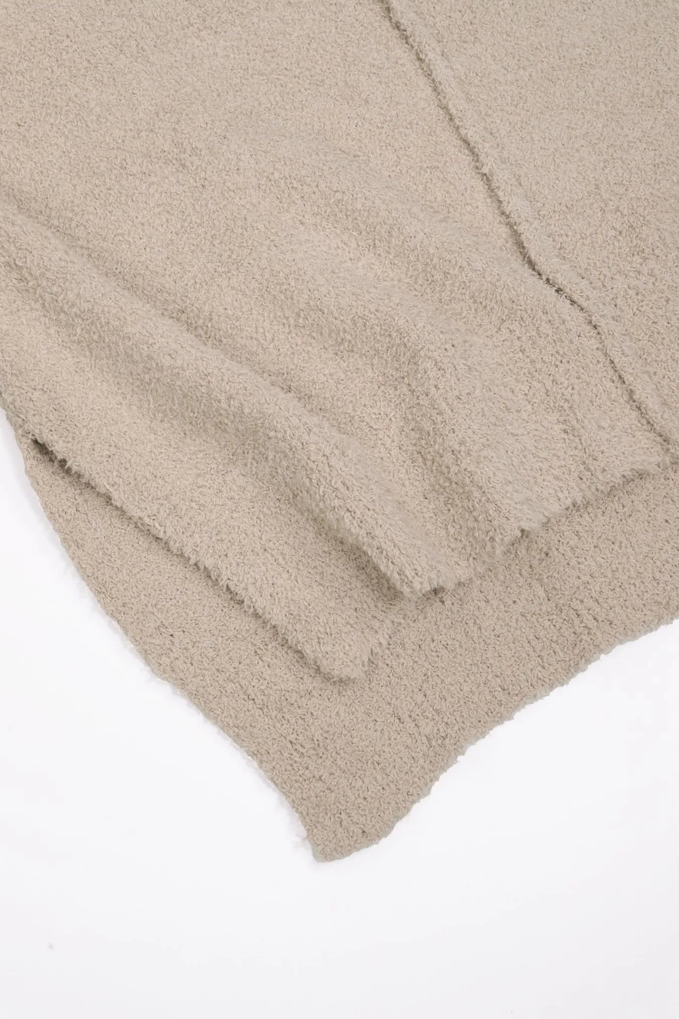 Women's Beige Oversized Knit Two-Piece Set with Half-Zip Sweater