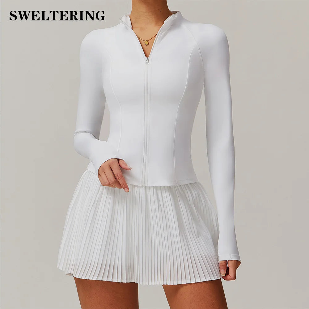 Workout Sets for Women 2 Pieces Gym Suits Long Sleeved Outfits Zipper Fitness Jacket