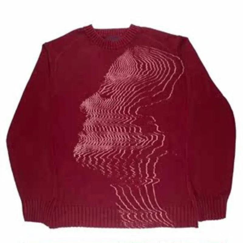 Knitted Sweater for Men and Women, Gothic Portrait Printed Pullover