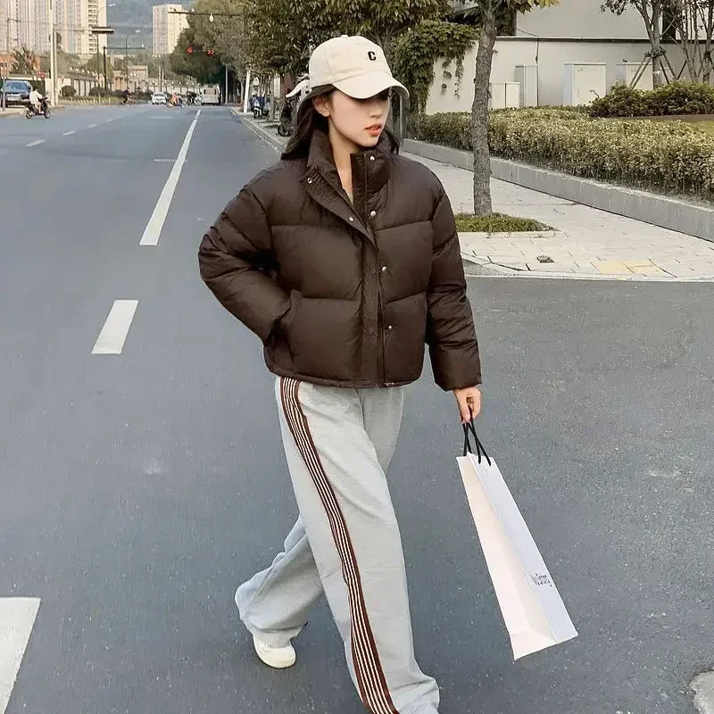 Loose Casual Parkas Woman Solid Color Winter Coat