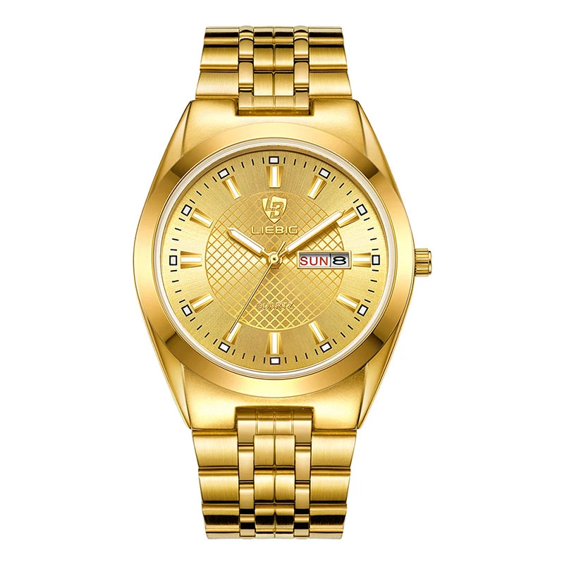 Women's Watch Quartz  Stainless Steel Gold Time Date Waterproof Wristwatch