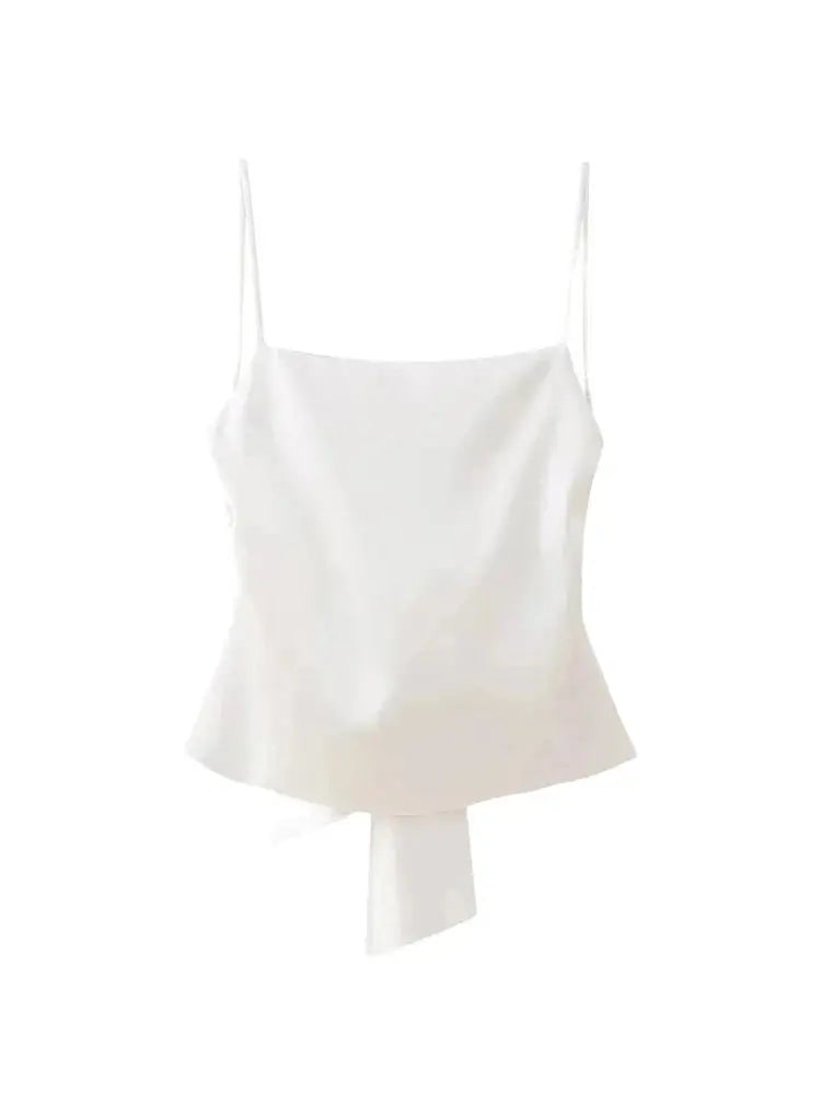 Women's Tank Tops with Tied Back, Straight Neck
