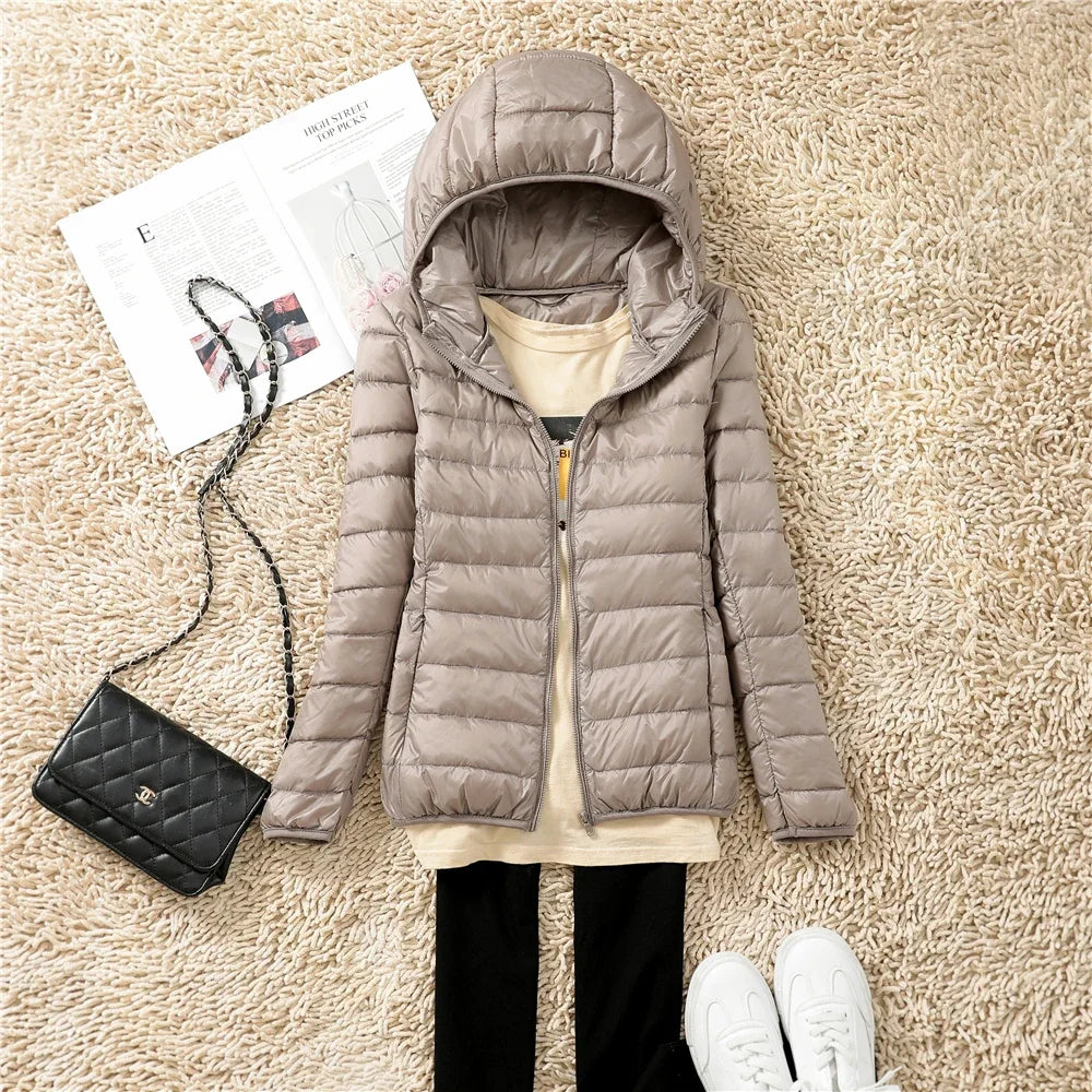 Women Puffer Jacket Ultra Light Weight Packable Hooded Down Coats