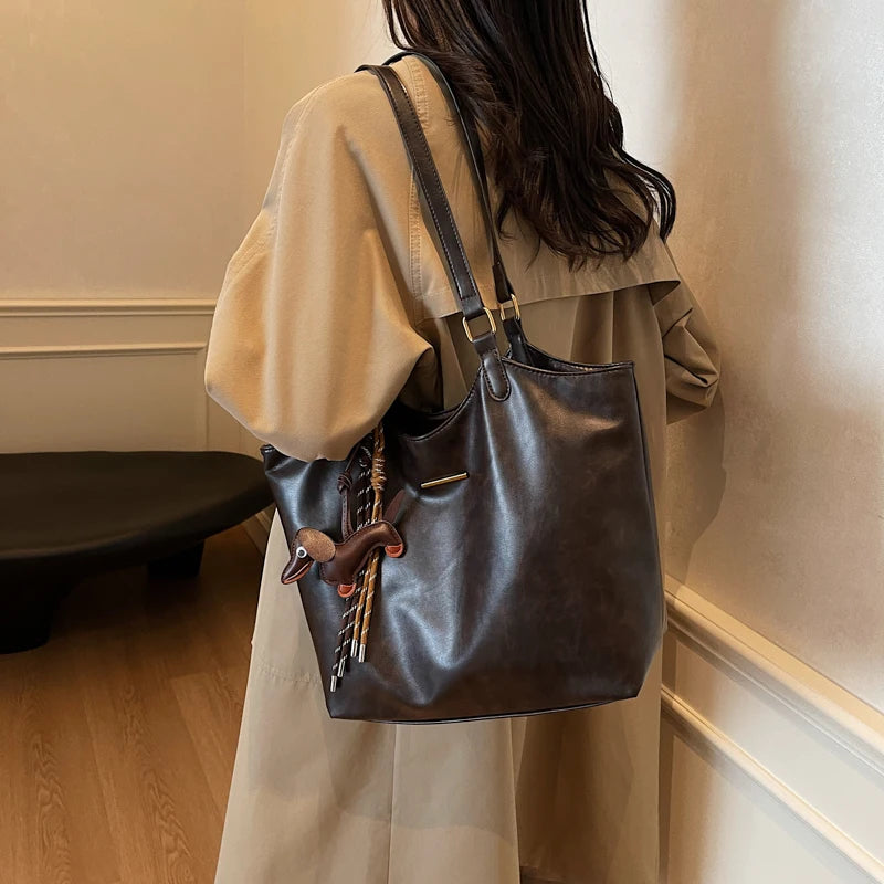 Women Vintage Shoulder Bag  Retro Tote Handbag Large Capacity Fashion Underarm Bag