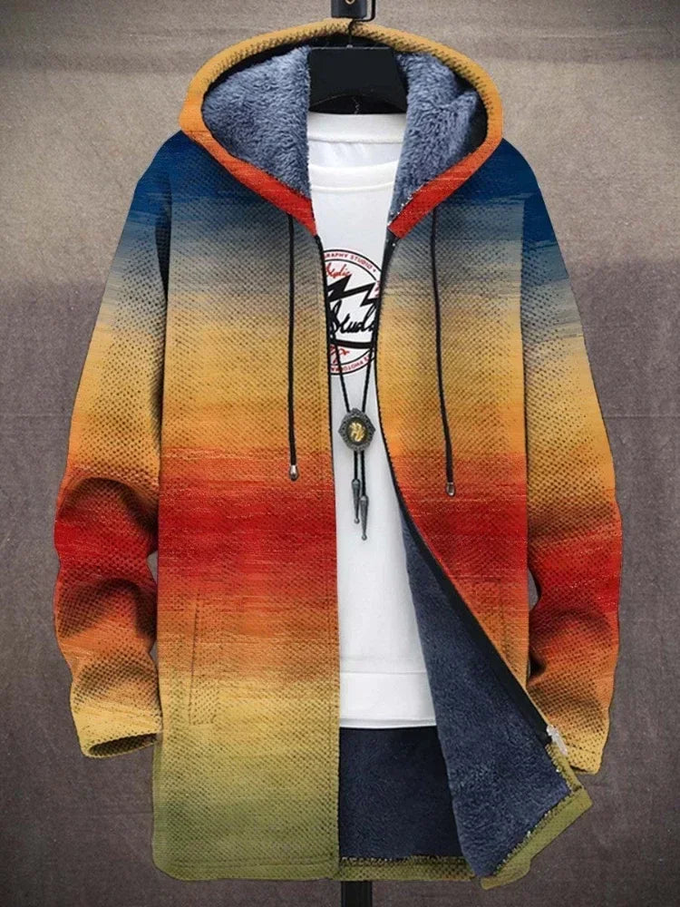 Men Cardigans Coats Gradient Art Colorful