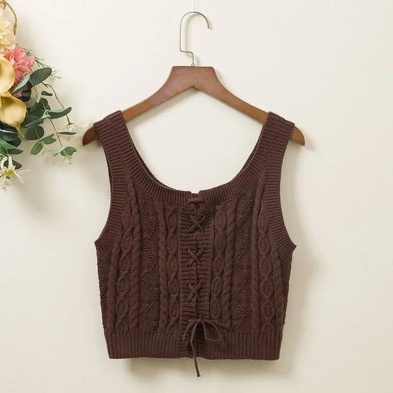 Women's Knitted Vest High Waist ort Sle Two-Sided Wear