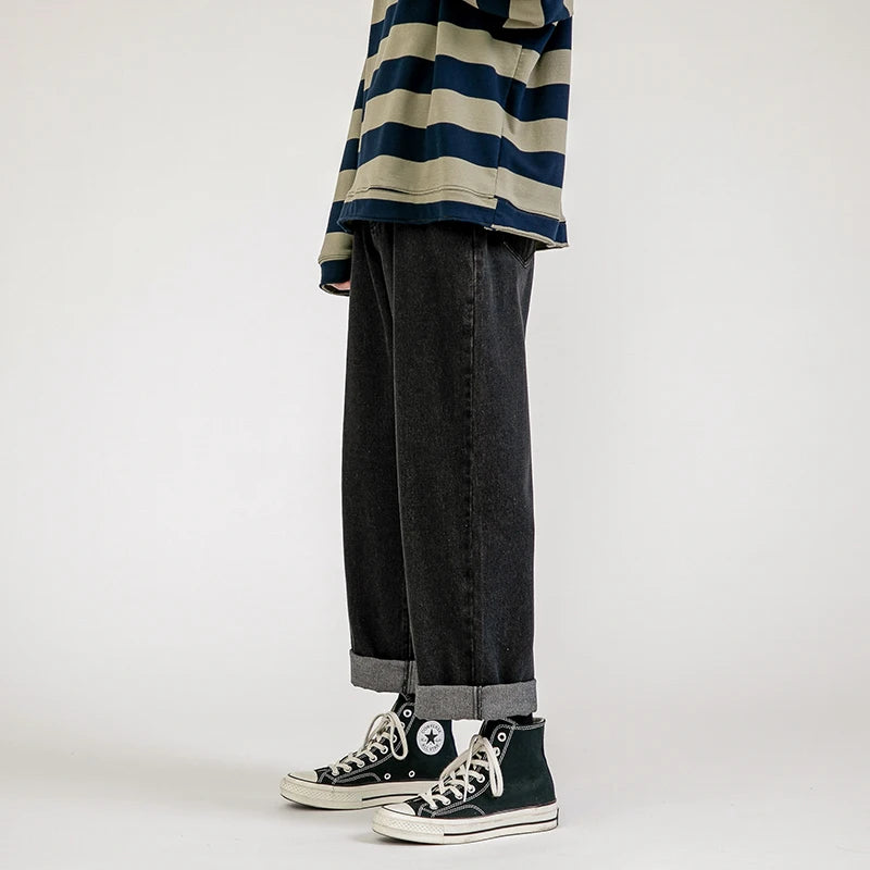 Men's Jeans Pants Straight Trousers Denim  Streetwear Fashion