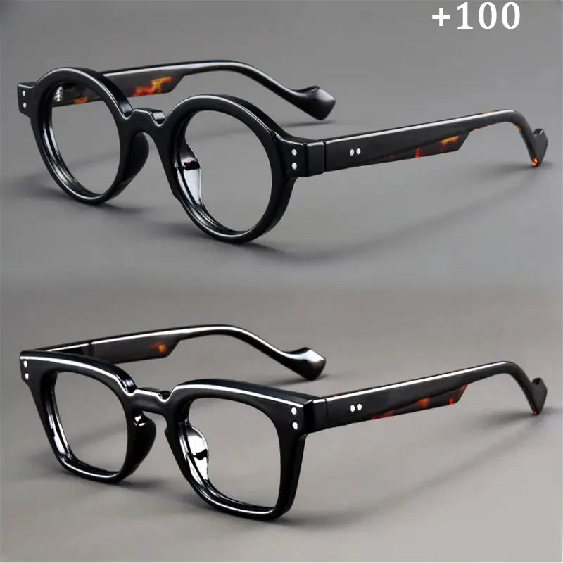 A set of 2 vintage round and square reading glasses