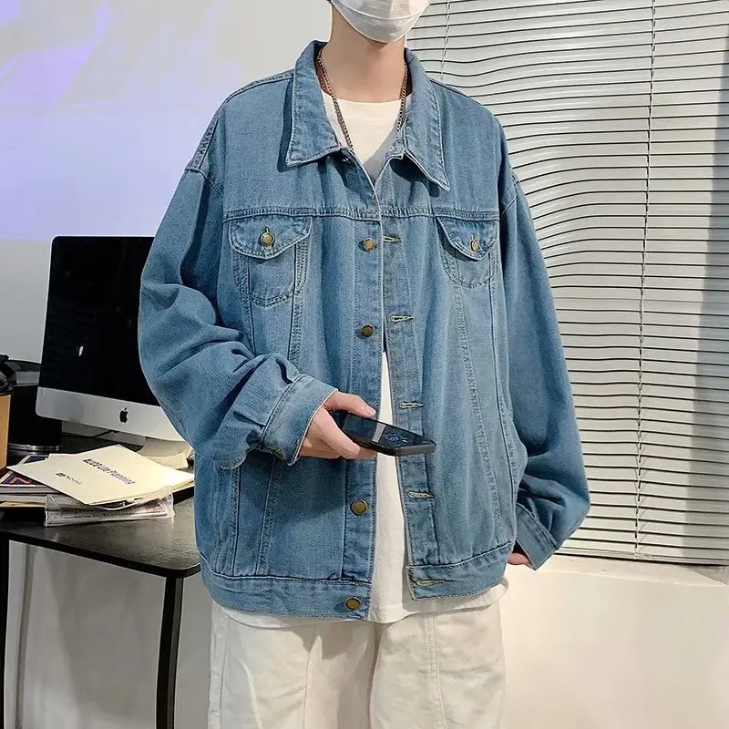 Black Denim Short Jacket Men