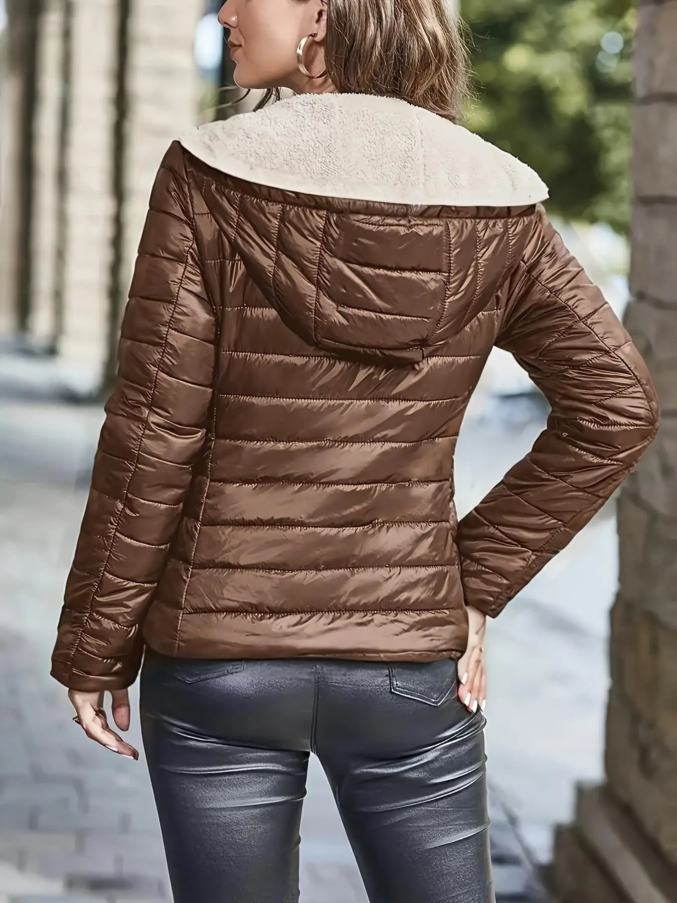 Women's Warm Hooded Fleece Lined Puffer Jacket
