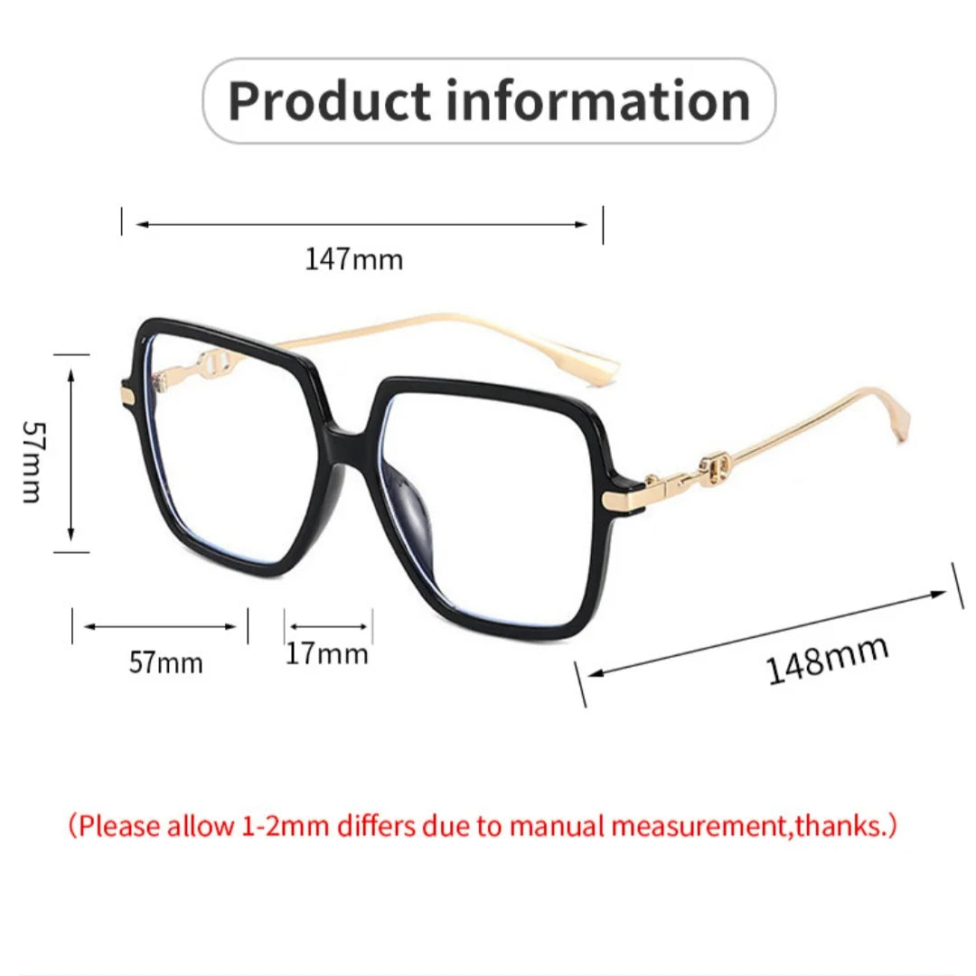 Anti Blue Light Flat Glasses  Metal Rectangular Frame