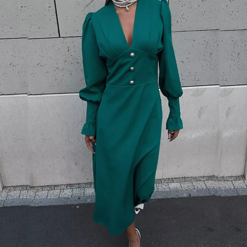 Deep V-neck Chiffon Party Dress