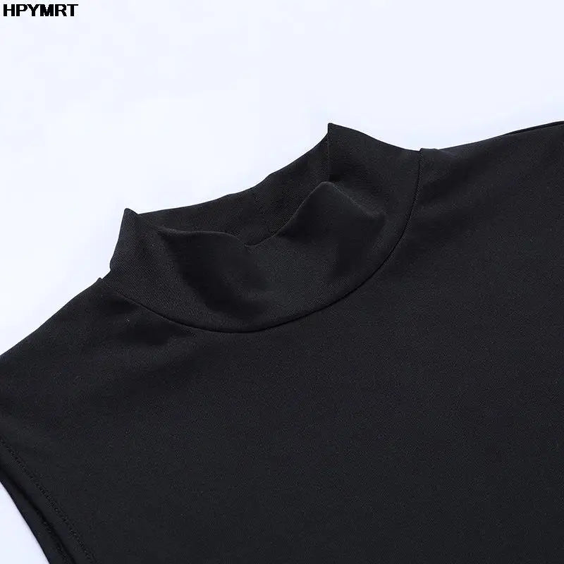 Long Black Dress Woman Round Neck Slim Bodycon Dresses