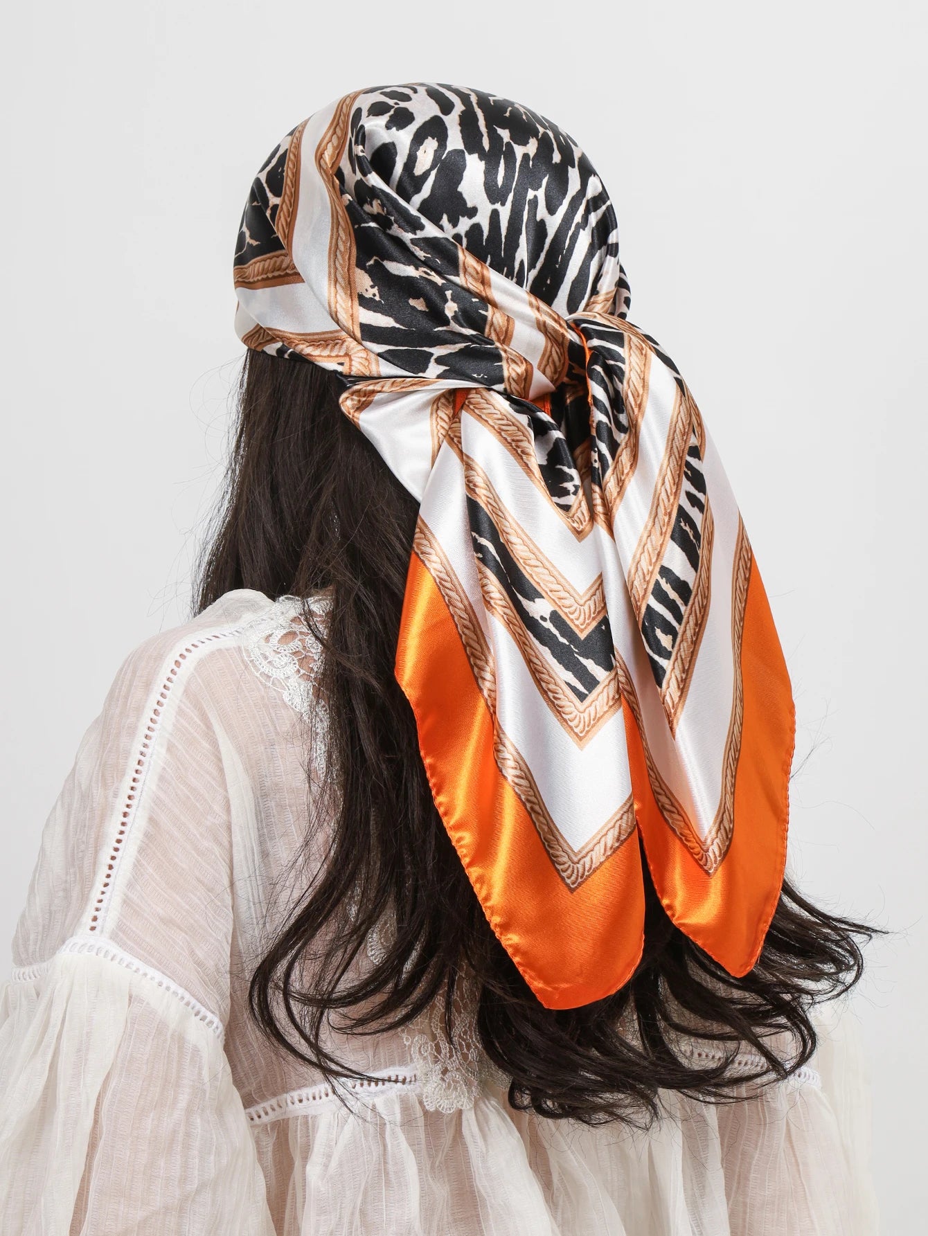 Women Luxury Brand Square Silk Foulard Satin Bandana