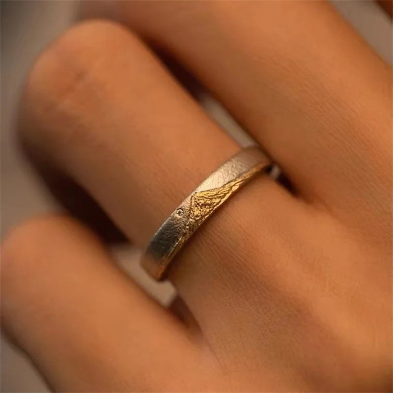 Men Ring 925 Sterling Silver Jewelry Adjustable Gold Mountain