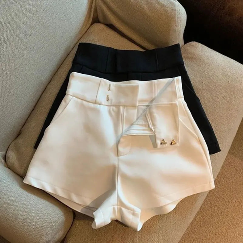 Women Mooyufon Black Shorts  Slim Casual Straight Pants