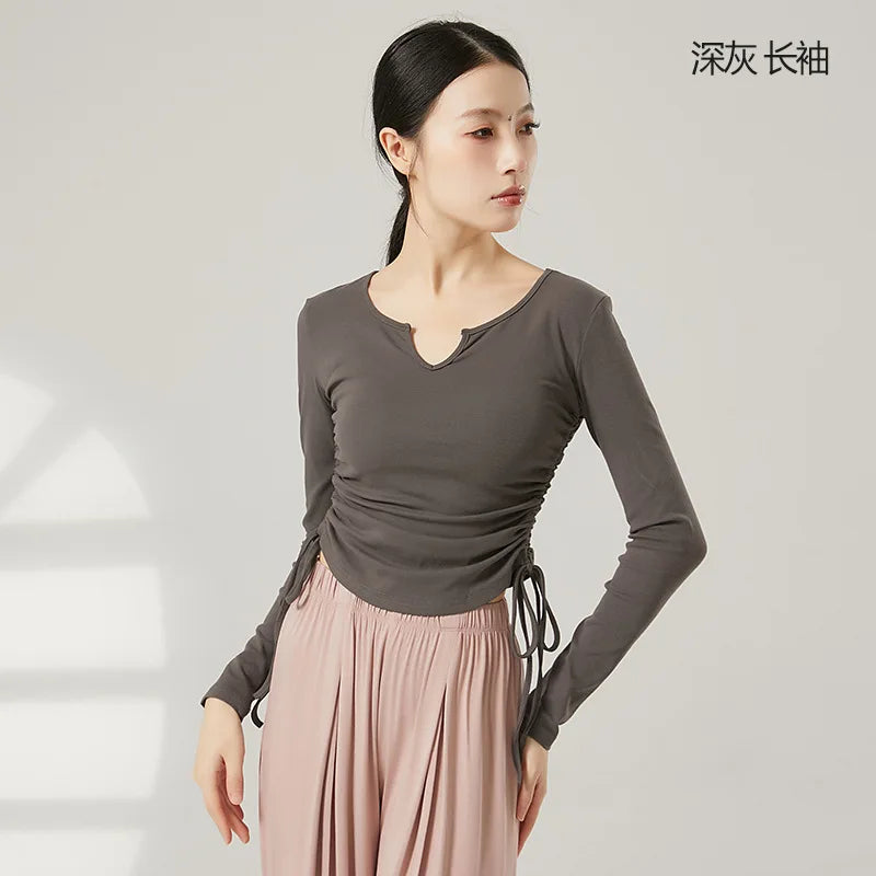 White Blouse for Dancing Women Long Sleeve Shirt