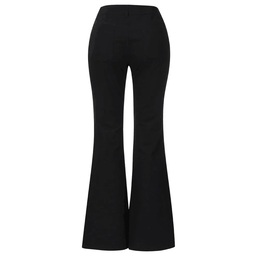 Women‘s Washed Denim Jeans - Button Fly Pants with Classic Patch Pockets