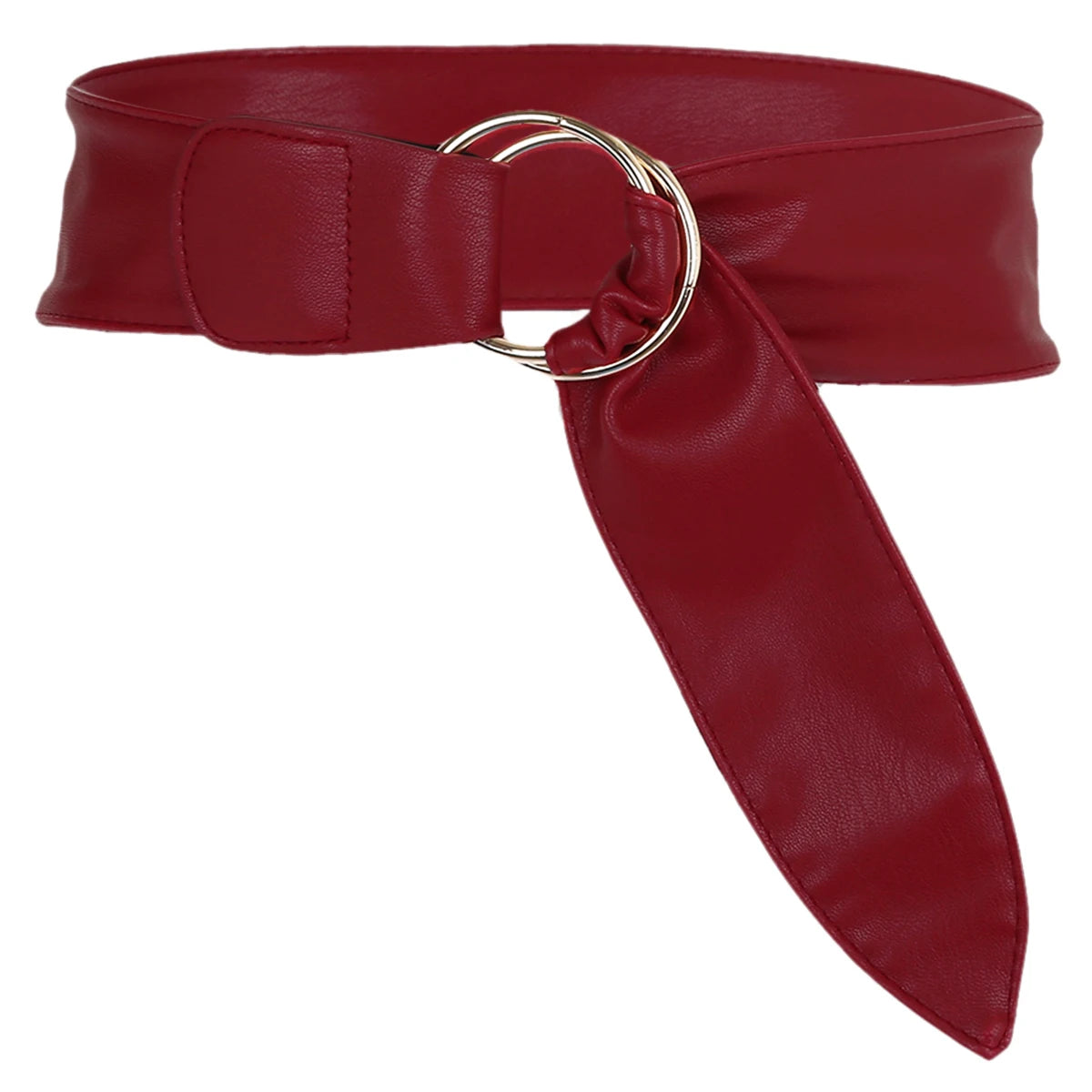 Wide Belts For Women Black Belt Double Round Ring Buckle Belt