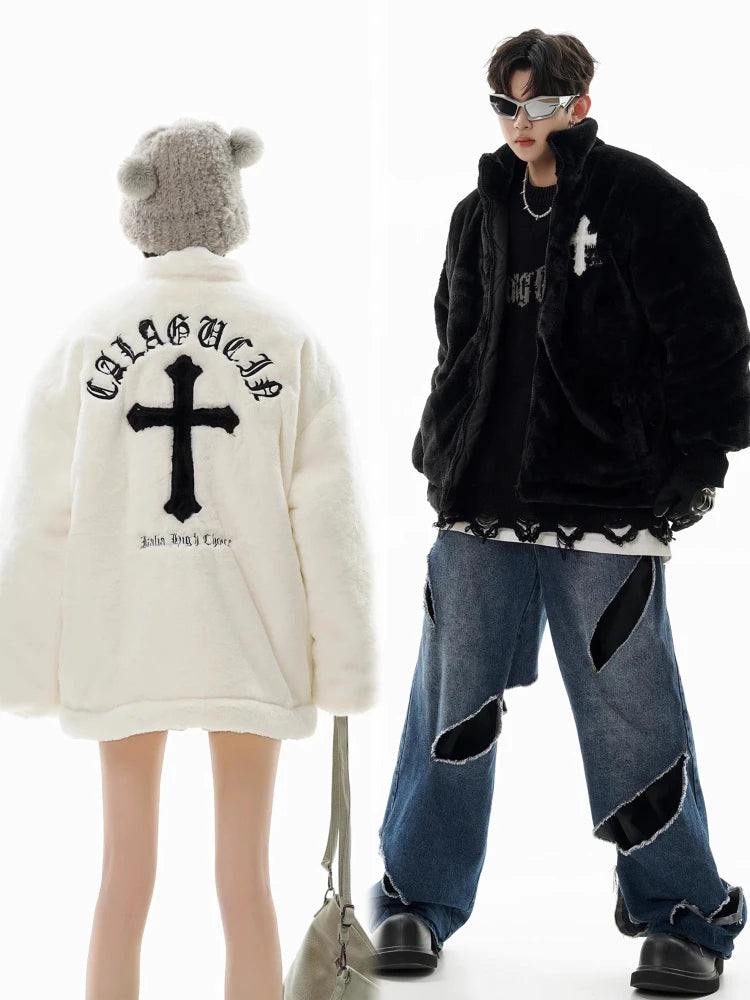 Mens Rabbit Fur Jacket Coats  Zip Up Fashion Outerwear