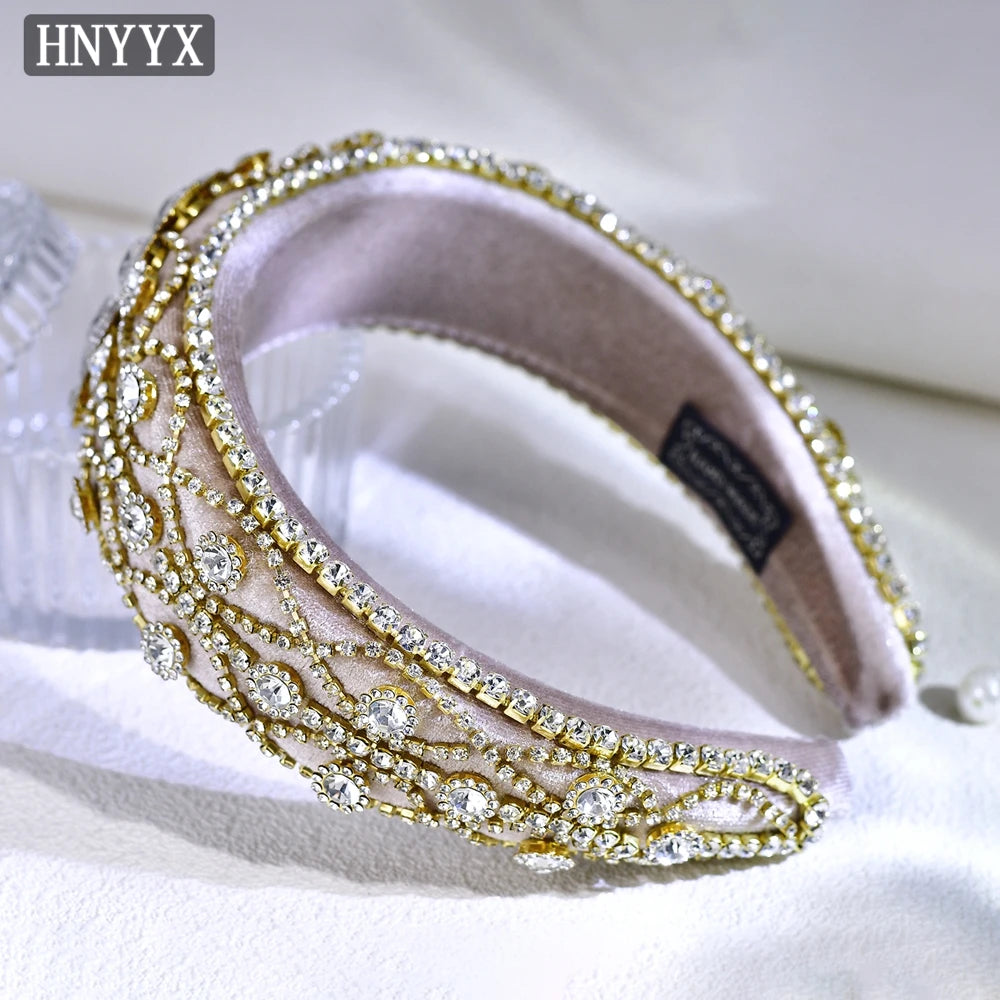 Baroque Rhinestone Hair Accessories Thickened Sponge Headband