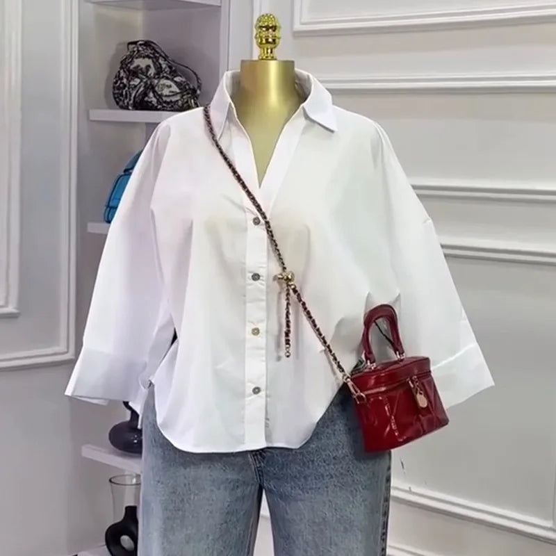 Blouses Shirt Turn Down Collar Full Sleeve