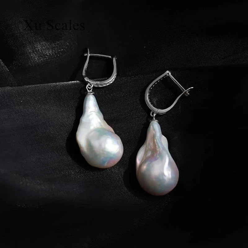 Natural Fresh Water Irregular Shape Baroque Pearl Earrings