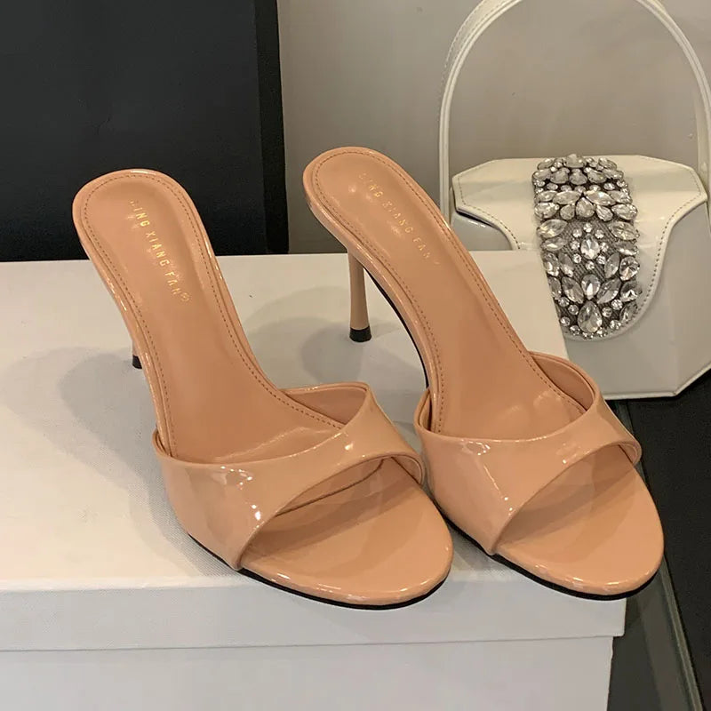 Women Slippers Stiletto Heels Shoes Round Toe Ladies High Heels Pumps Shoes
