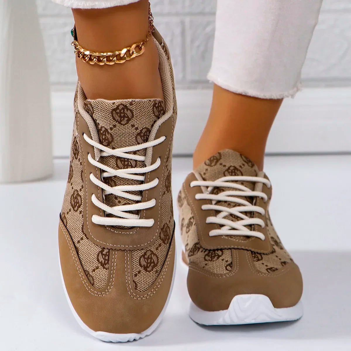 Women Sneakers  Casual Comfortable Lace Up Walking Shoes