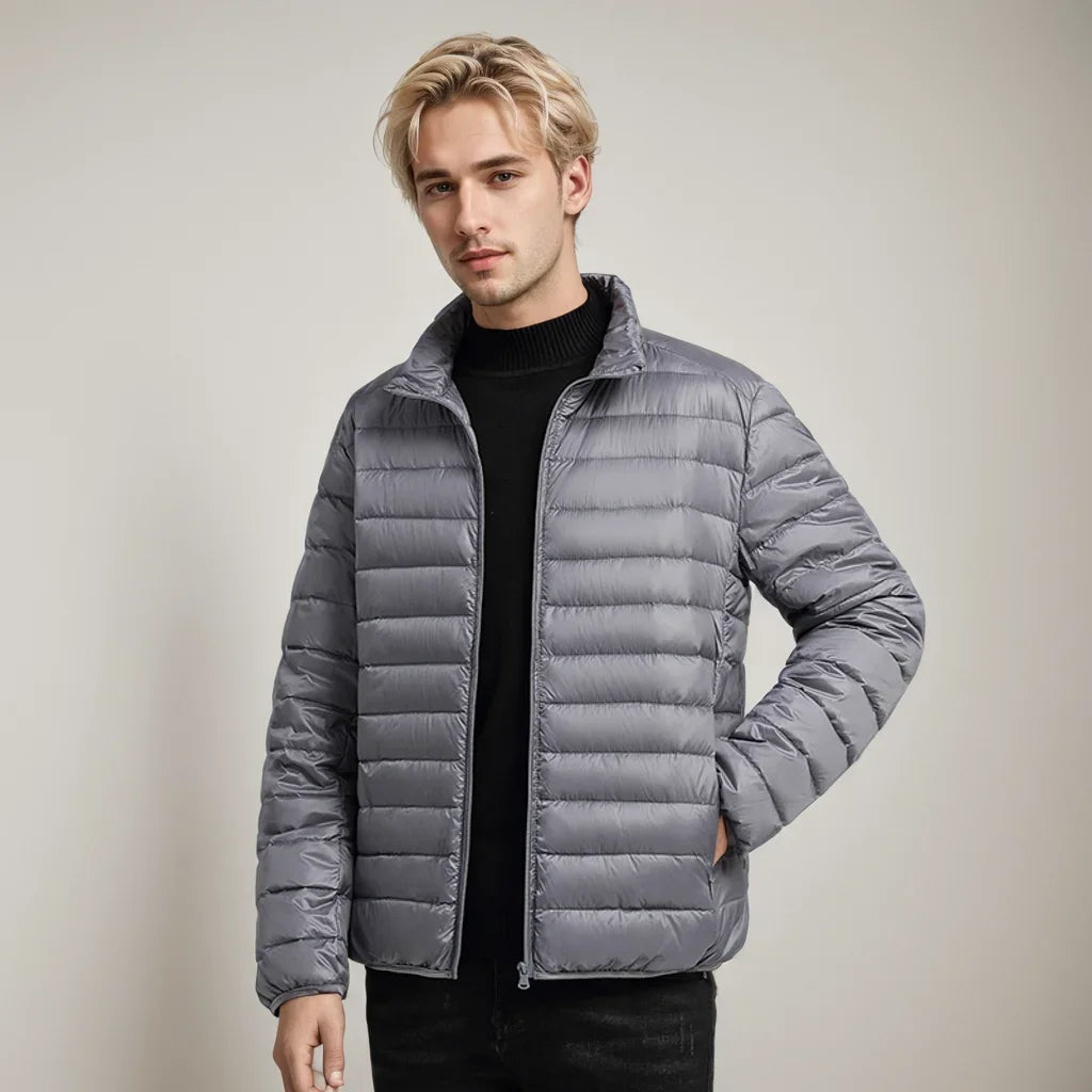 All-Season Puffer Jacket Men White Duck Down Portable Lightweight Jacket